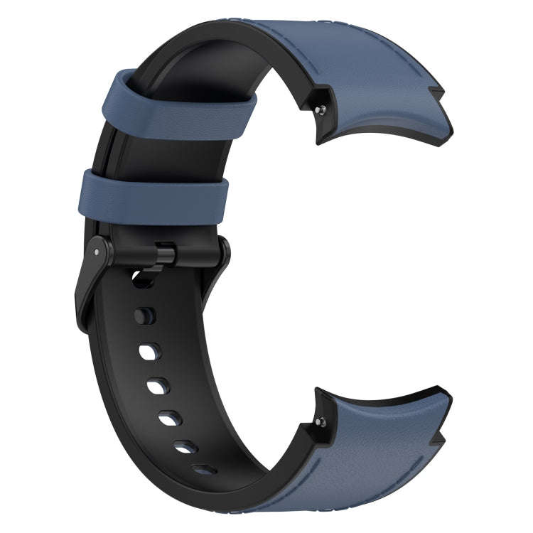 For Samsung Galaxy Watch 6 Classic Silicone Leather Black Buckle Watch Band, Size:S(Midnight Blue)