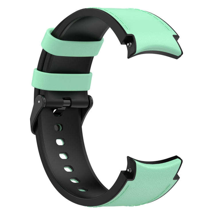 For Samsung Galaxy Watch 6 Classic Silicone Leather Black Buckle Watch Band, Size:S(Green)