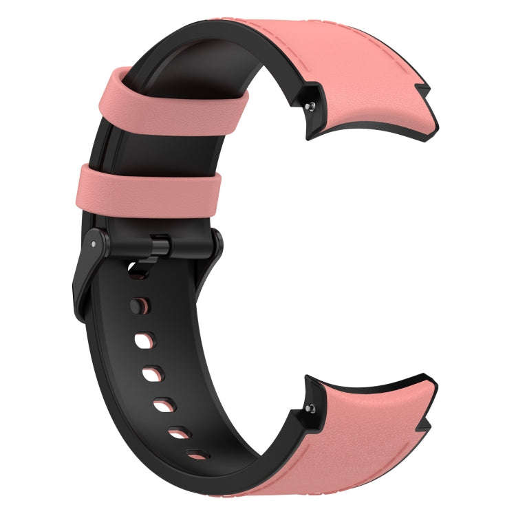 For Samsung Galaxy Watch 6 Silicone Leather Black Buckle Watch Band, Size:S(Pink)