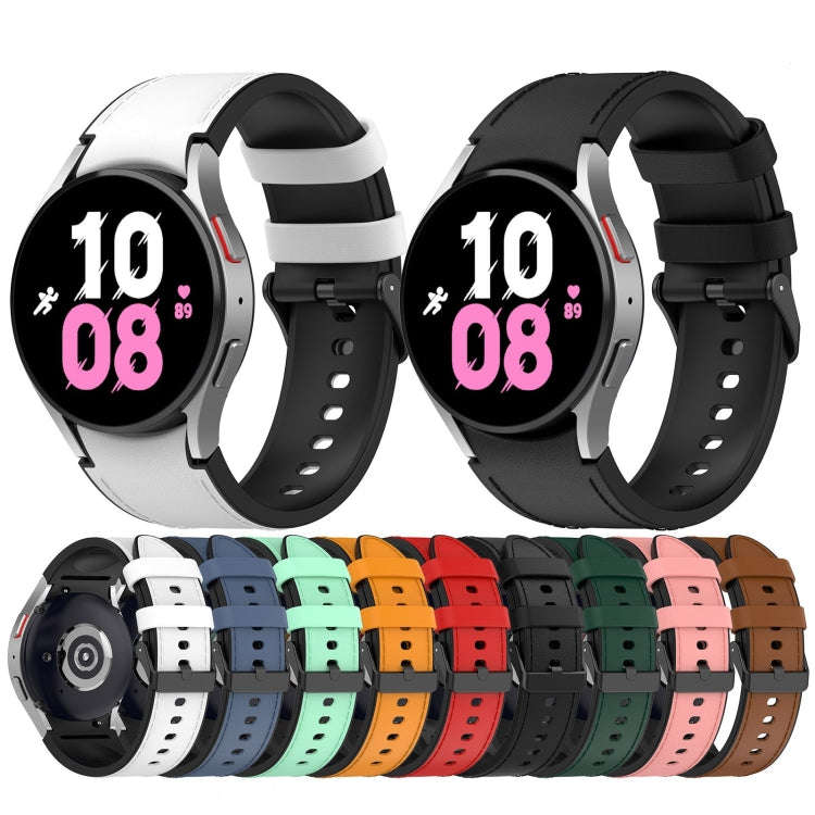 For Samsung Galaxy Watch 6 Classic Silicone Leather Black Buckle Watch Band, Size:S(Midnight Blue)
