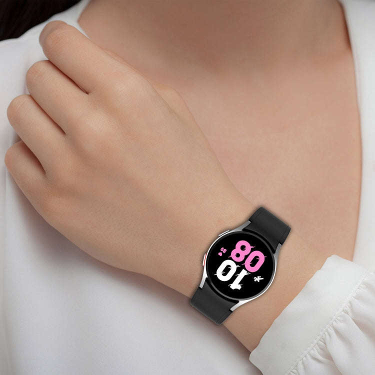 For Samsung Galaxy Watch 6 Classic Silicone Leather Black Buckle Watch Band, Size:S(Midnight Blue)