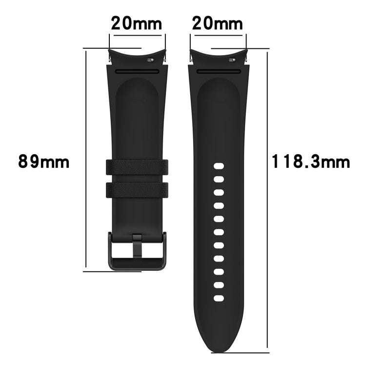 For Samsung Galaxy Watch 6 Silicone Leather Black Buckle Watch Band, Size:S(Midnight Blue)