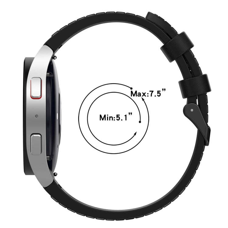 For Samsung Galaxy Watch 6 Silicone Leather Black Buckle Watch Band, Size:S(Midnight Blue)