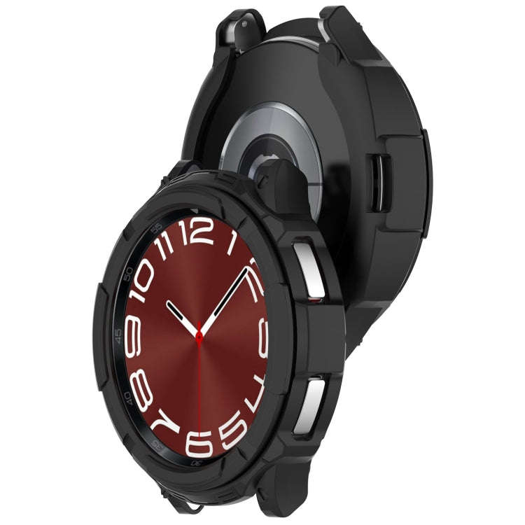 For Samsung Galaxy Watch 6 Classic 47mm Rotating Ring  + TPU Armor Watch Protective Case(Black)