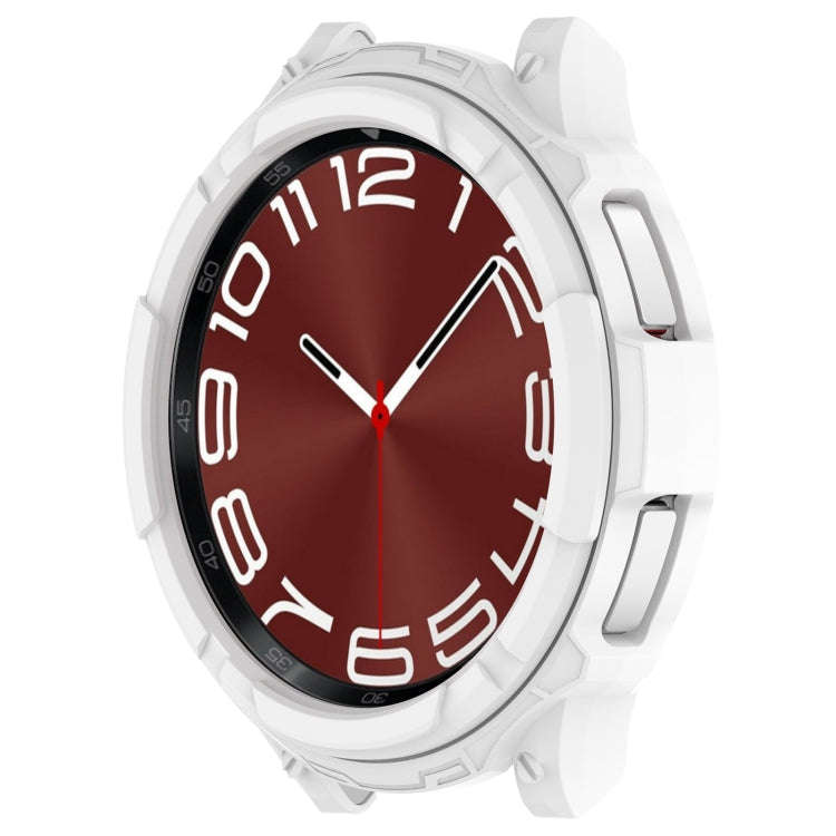 For Samsung Galaxy Watch 6 Classic 47mm Rotating Ring  + TPU Armor Watch Protective Case(White)