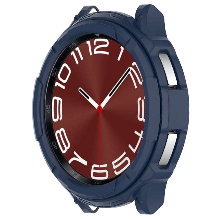 For Samsung Galaxy Watch 6 Classic 47mm Rotating Ring  + TPU Armor Watch Protective Case(Blue)