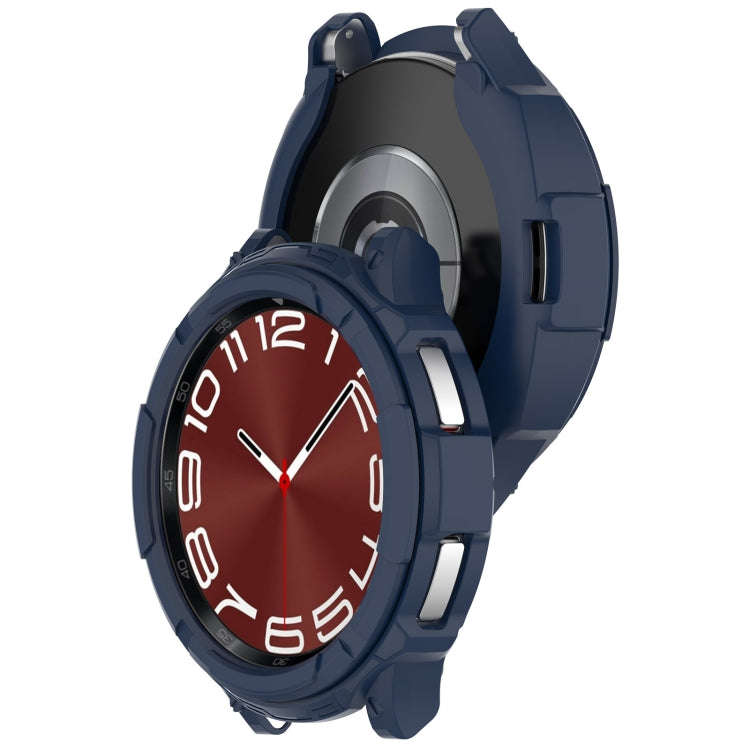 For Samsung Galaxy Watch 6 Classic 47mm Rotating Ring  + TPU Armor Watch Protective Case(Blue)