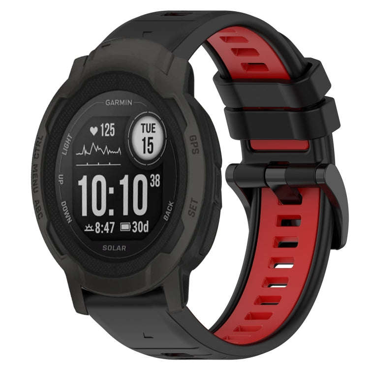 For Garmin  Instinct 2 Solar Sports Two-Color 22mm Silicone Watch Band(Black+Red)