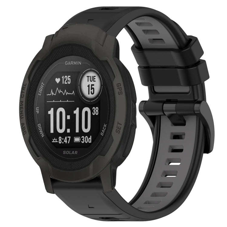 For Garmin  Instinct 2 Solar Sports Two-Color 22mm Silicone Watch Band(Black+Grey)