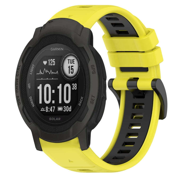 For Garmin  Instinct 2 Solar Sports Two-Color 22mm Silicone Watch Band(Yellow+Black)