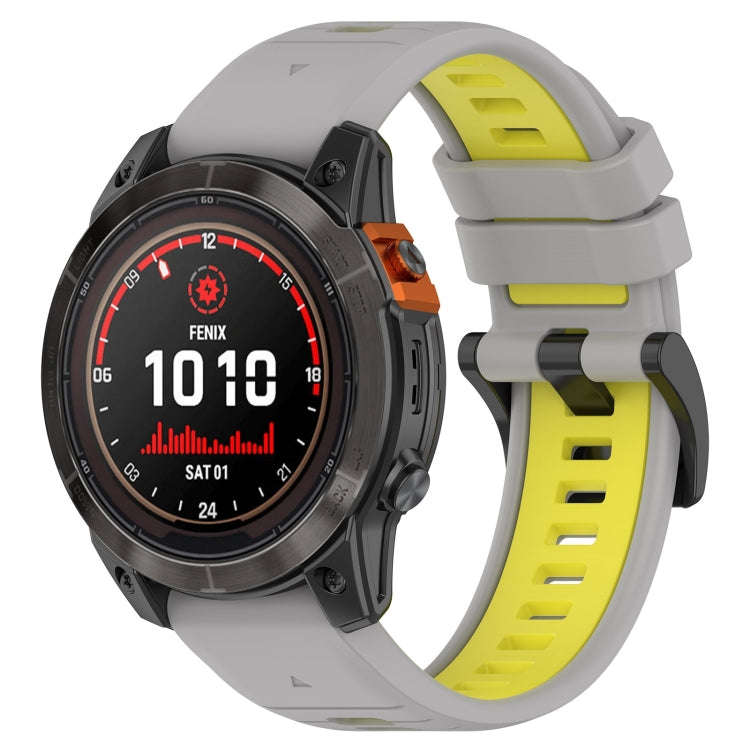 For Garmin Epix Pro 47mm Sports Two-Color 22mm Silicone Watch Band(Grey+Yellow)