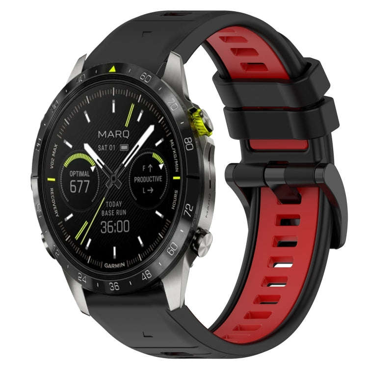 For Garmin MARQ Athlete Gen 2 Sports Two-Color 22mm Silicone Watch Band(Black+Red)