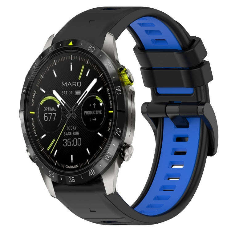 For Garmin MARQ Athlete Gen 2 Sports Two-Color 22mm Silicone Watch Band(Black+Blue)
