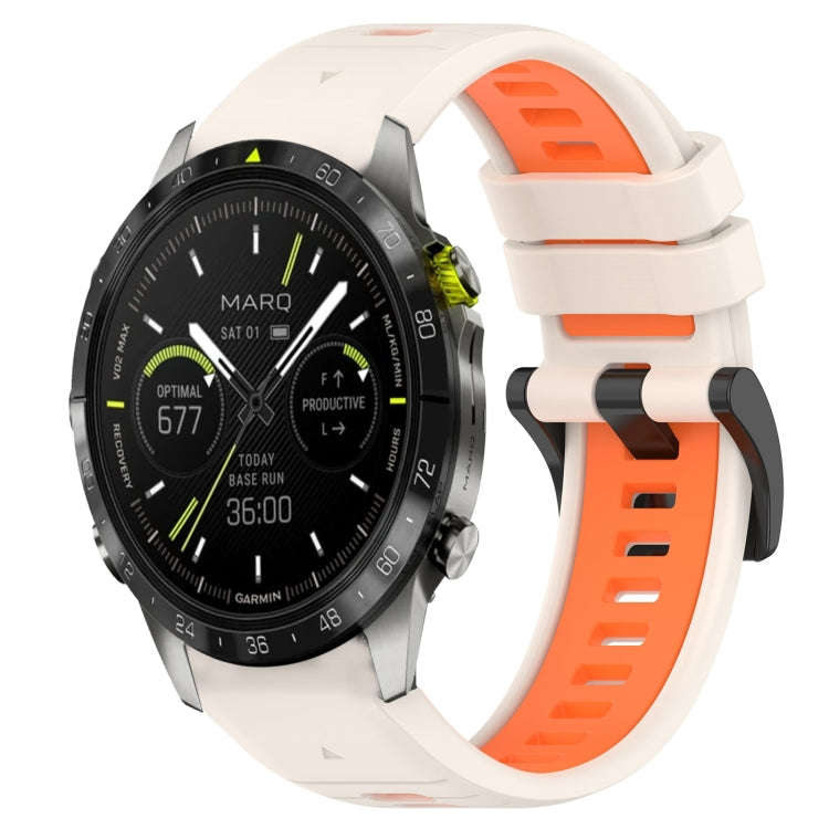 For Garmin MARQ Athlete Gen 2 Sports Two-Color 22mm Silicone Watch Band(Starlight+Orange)
