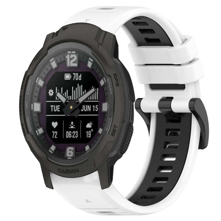 For Garmin Instinct Crossover Sports Two-Color 22mm Silicone Watch Band(White+Black)