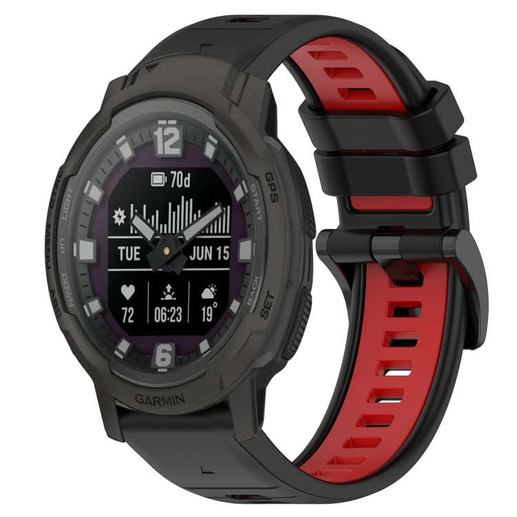 For Garmin Instinct Crossover Sports Two-Color 22mm Silicone Watch Band(Black+Red)