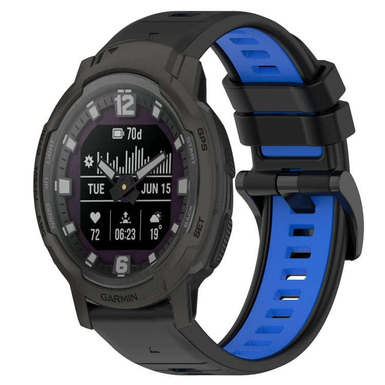 For Garmin Instinct Crossover Sports Two-Color 22mm Silicone Watch Band(Black+Blue)