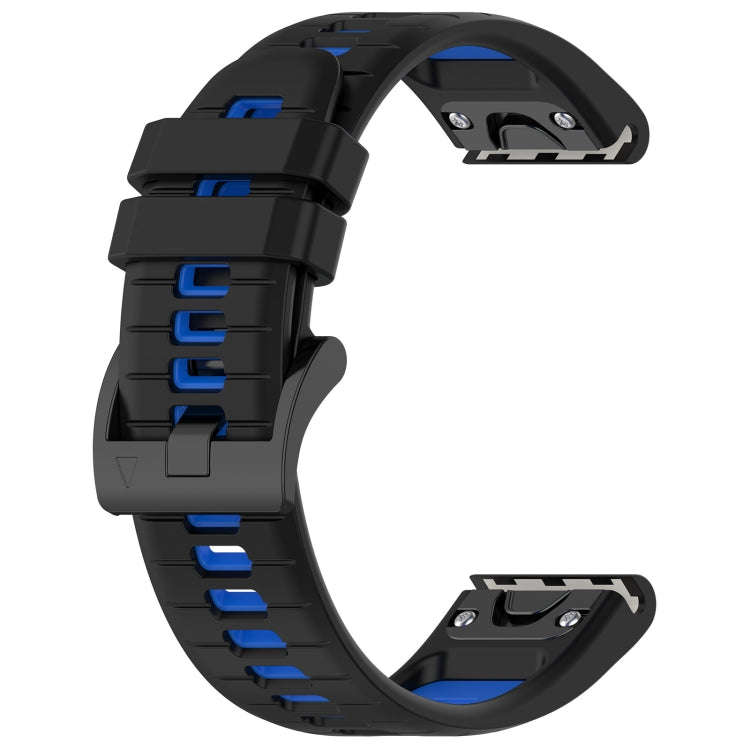 For Garmin Instinct Crossover Sports Two-Color 22mm Silicone Watch Band(Black+Blue)