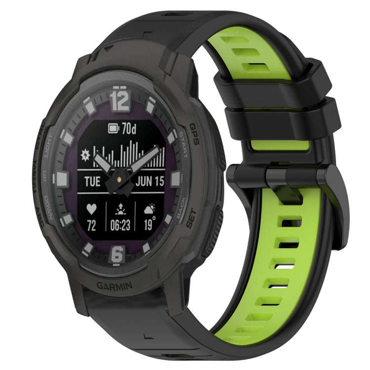 For Garmin Instinct Crossover Sports Two-Color 22mm Silicone Watch Band(Black+Lime Green)