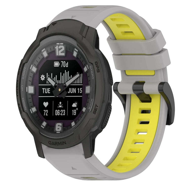 For Garmin Instinct Crossover Sports Two-Color 22mm Silicone Watch Band(Grey+Yellow)