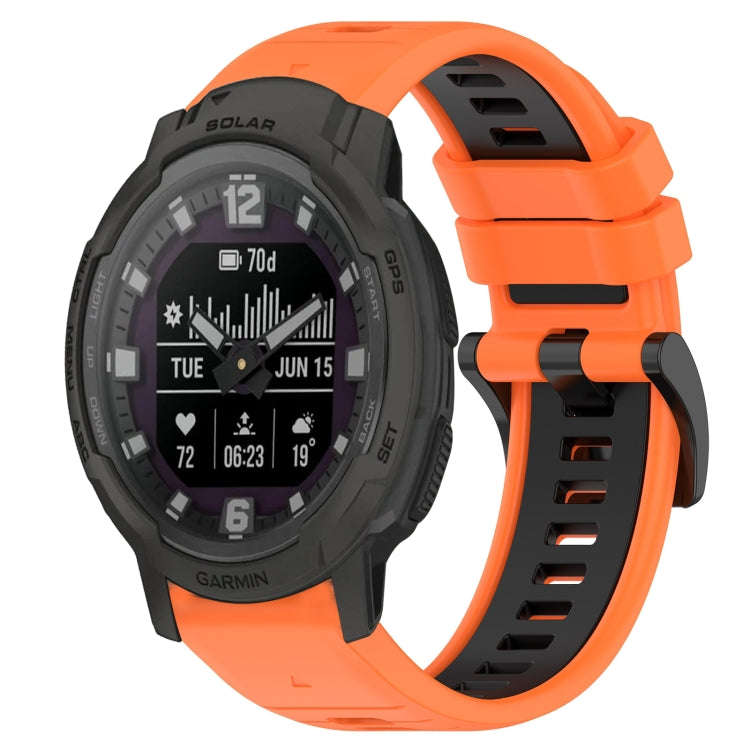 For Garmin Instinct Crossover Solar Sports Two-Color 22mm Silicone Watch Band(Orange+Black)