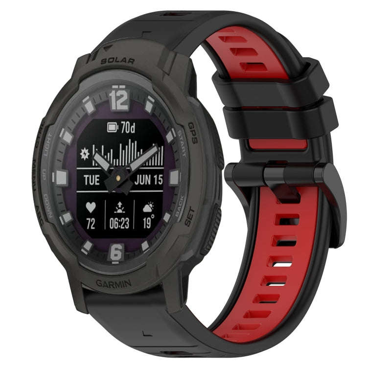 For Garmin Instinct Crossover Solar Sports Two-Color 22mm Silicone Watch Band(Black+Red)