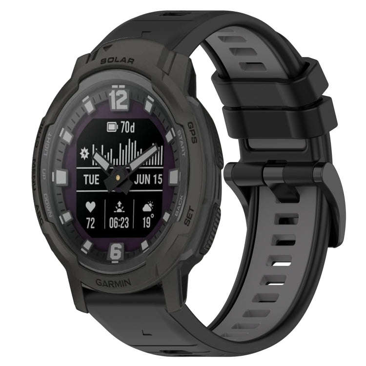 For Garmin Instinct Crossover Solar Sports Two-Color 22mm Silicone Watch Band(Black+Grey)