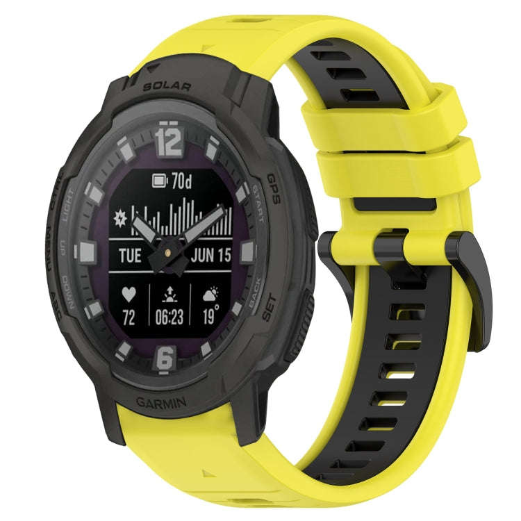 For Garmin Instinct Crossover Solar Sports Two-Color 22mm Silicone Watch Band(Yellow+Black)