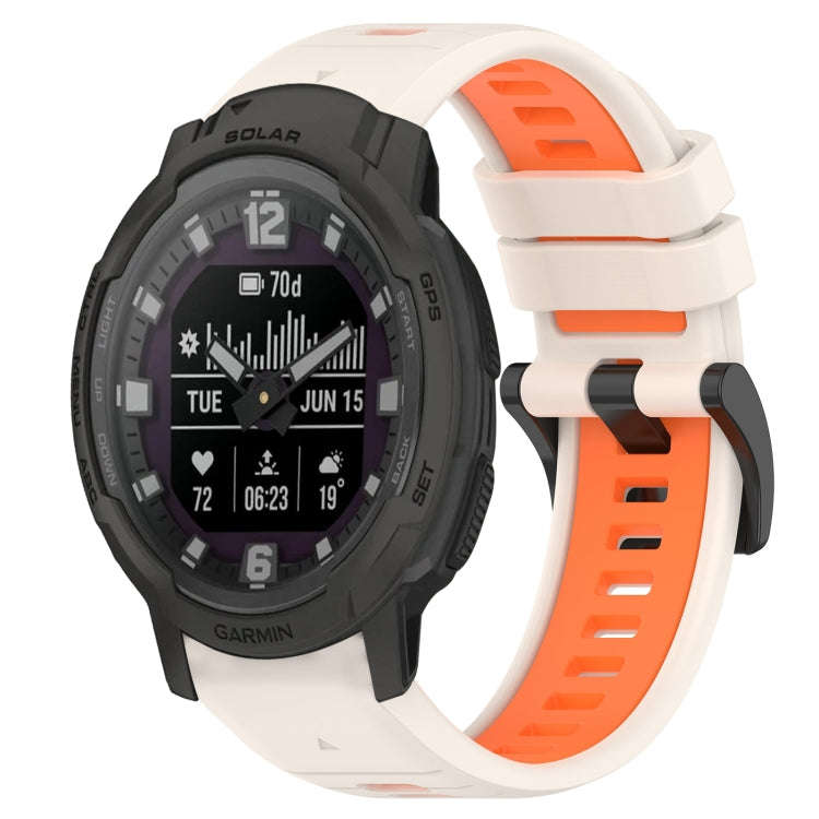 For Garmin Instinct Crossover Solar Sports Two-Color 22mm Silicone Watch Band(Starlight+Orange)