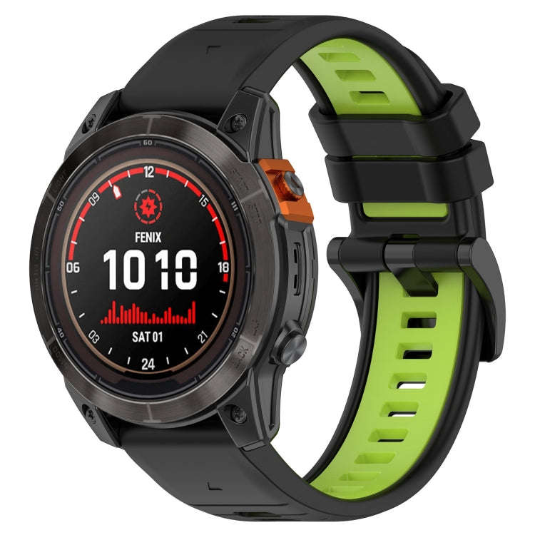 For Garmin Fenix 7 Sports Two-Color 22mm Silicone Watch Band(Black+Lime Green)