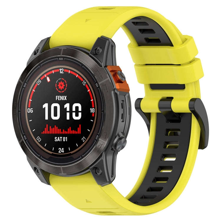 For Garmin Fenix 7 Sports Two-Color 22mm Silicone Watch Band(Yellow+Black)