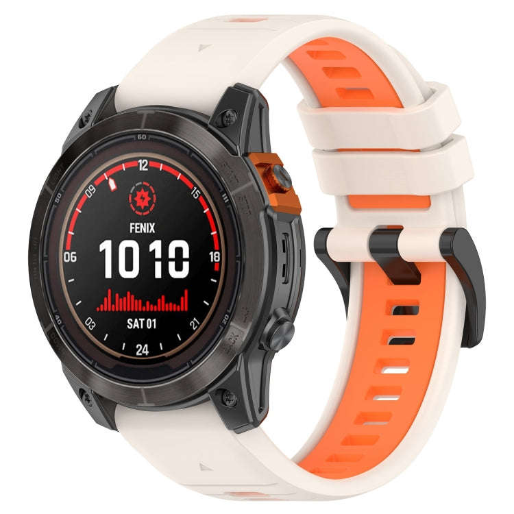 For Garmin Fenix 7 Sports Two-Color 22mm Silicone Watch Band(Starlight+Orange)