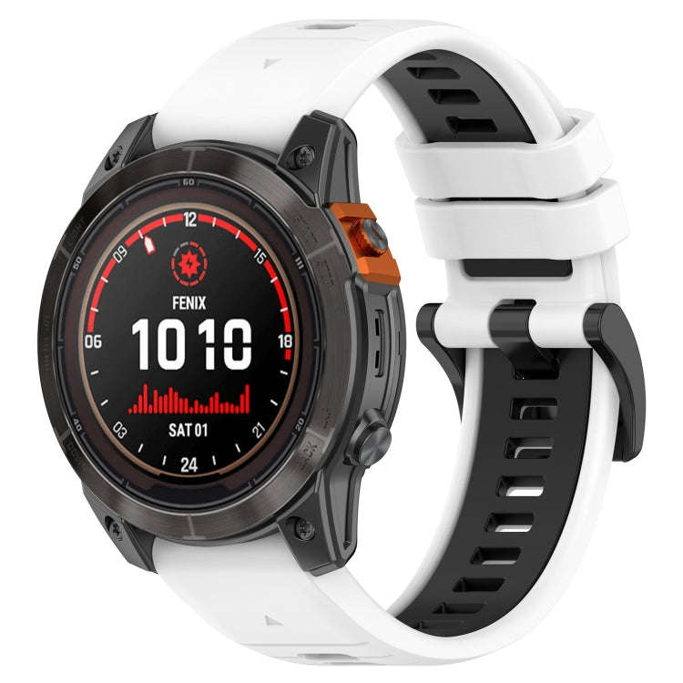 For Garmin Fenix 7 Solar Sports Two-Color 22mm Silicone Watch Band(White+Black)