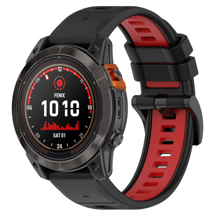 For Garmin Fenix 7 Solar Sports Two-Color 22mm Silicone Watch Band(Black+Red)