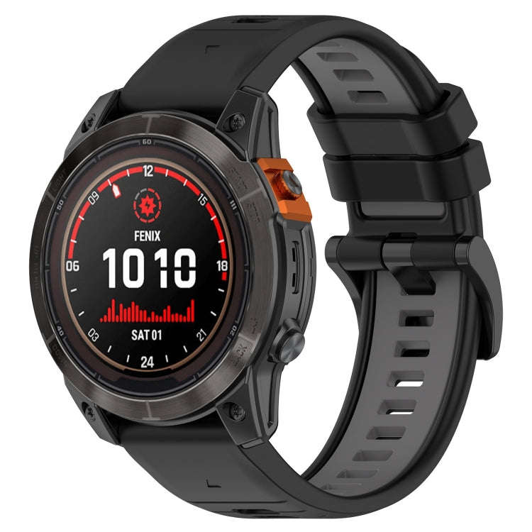 For Garmin Fenix 7 Solar Sports Two-Color 22mm Silicone Watch Band(Black+Grey)