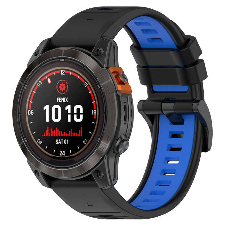 For Garmin Fenix 7 Solar Sports Two-Color 22mm Silicone Watch Band(Black+Blue)