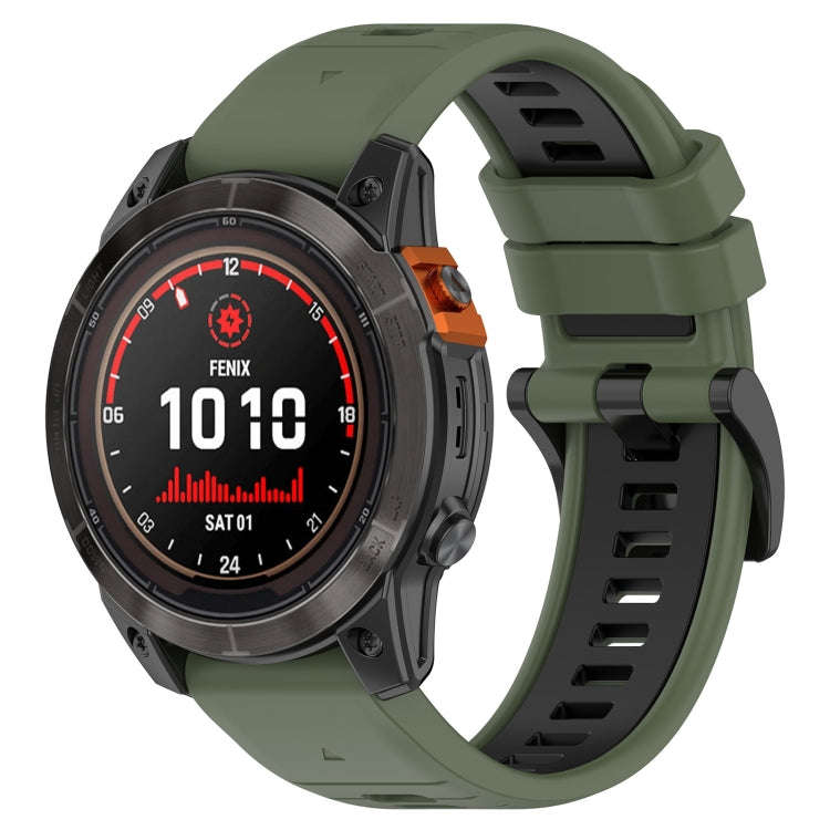 For Garmin Epix Gen 2 Sports Two-Color 22mm Silicone Watch Band(Olive Green+Black)