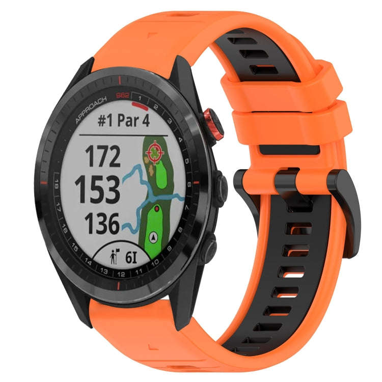 For Garmin Approach S62 Sports Two-Color 22mm Silicone Watch Band(Orange+Black)