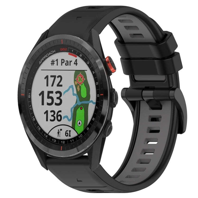 For Garmin Approach S62 Sports Two-Color 22mm Silicone Watch Band(Black+Grey)