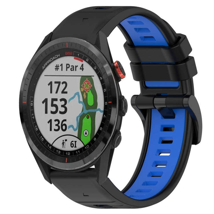 For Garmin Approach S62 Sports Two-Color 22mm Silicone Watch Band(Black+Blue)