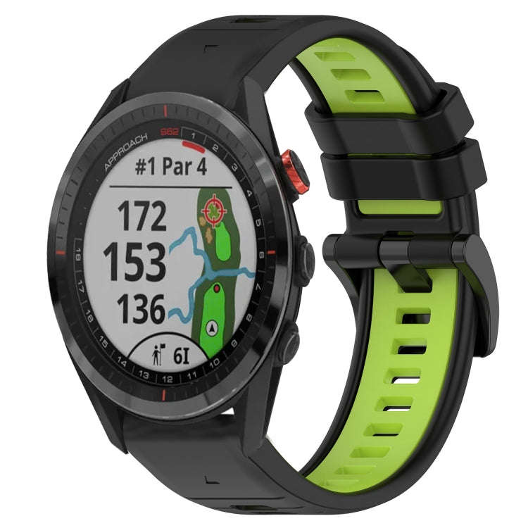 For Garmin Approach S62 Sports Two-Color 22mm Silicone Watch Band(Black+Lime Green)