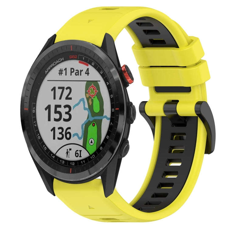 For Garmin Approach S62 Sports Two-Color 22mm Silicone Watch Band(Yellow+Black)