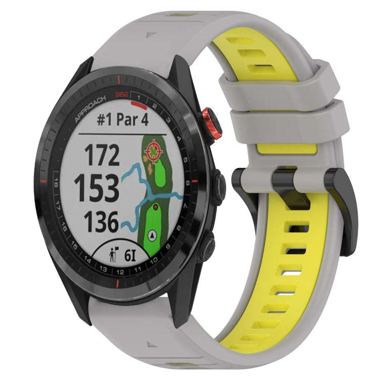 For Garmin Approach S62 Sports Two-Color 22mm Silicone Watch Band(Grey+Yellow)