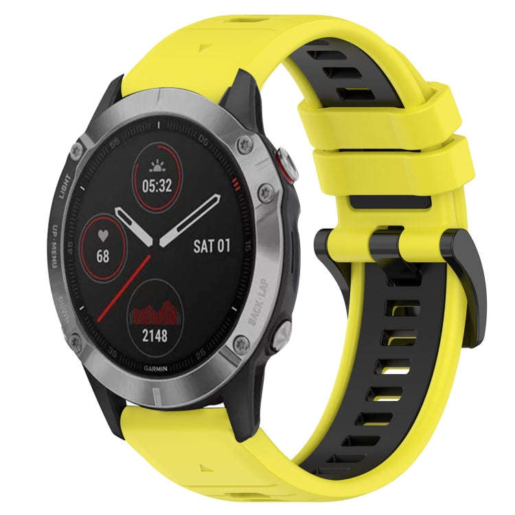 For Garmin Fenix 6 GPS Sports Two-Color 22mm Silicone Watch Band(Yellow+Black)