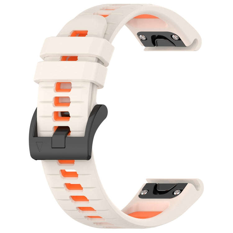 For Garmin Fenix 6 GPS Sports Two-Color 22mm Silicone Watch Band(Starlight+Orange)