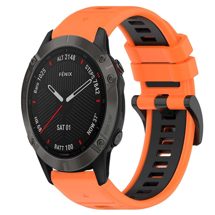 For Garmin Fenix 6 Pro GPS Sports Two-Color 22mm Silicone Watch Band(Orange+Black)
