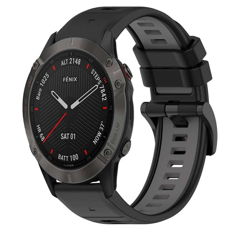 For Garmin Fenix 6 Pro GPS Sports Two-Color 22mm Silicone Watch Band(Black+Grey)