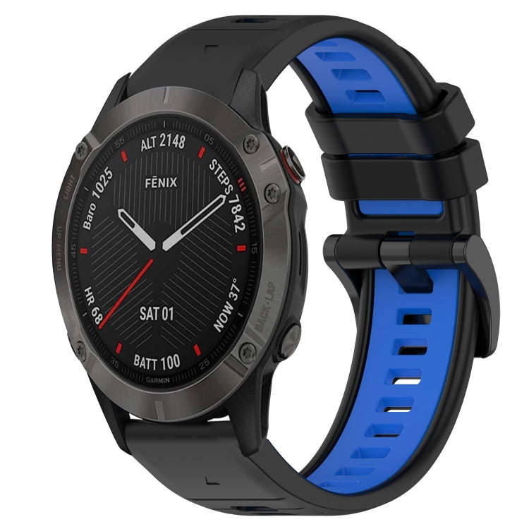 For Garmin Fenix 6 Pro GPS Sports Two-Color 22mm Silicone Watch Band(Black+Blue)