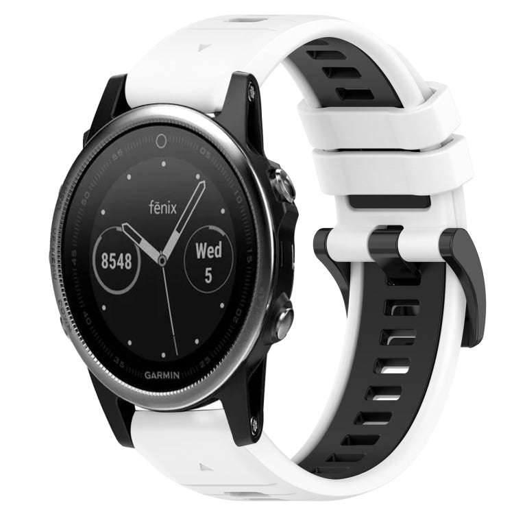 For Garmin Fenix 5 Sports Two-Color 22mm Silicone Watch Band(White+Black)