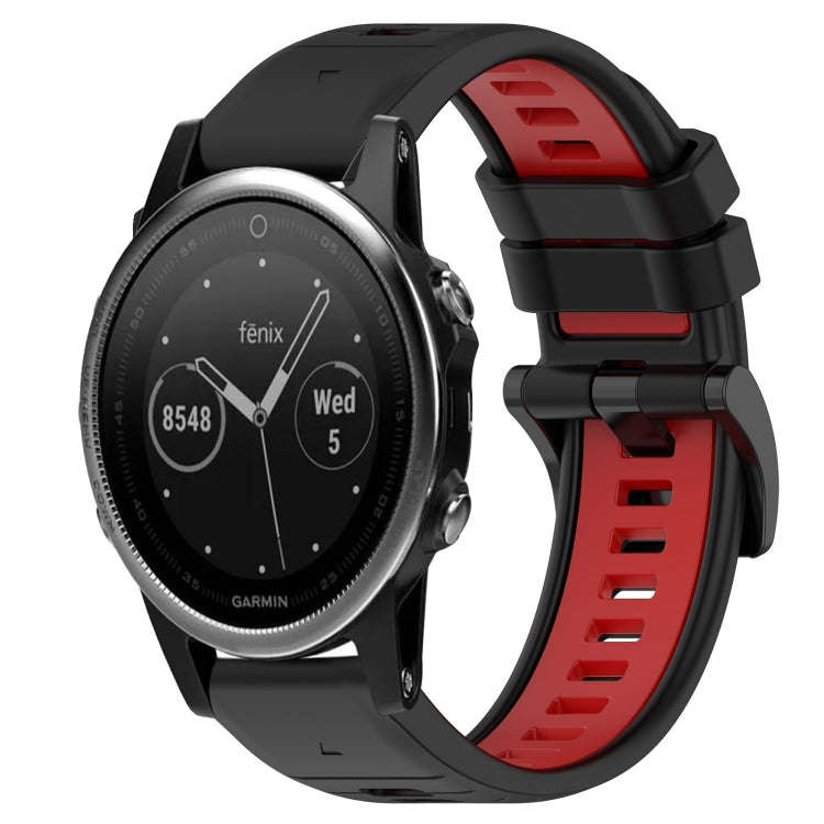 For Garmin Fenix 5 Sports Two-Color 22mm Silicone Watch Band(Black+Red)